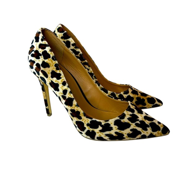 River Island Velvet Leopard Print Stiletto Heel Shoes Pumps U.S. Size 7 - Picture 1 of 12